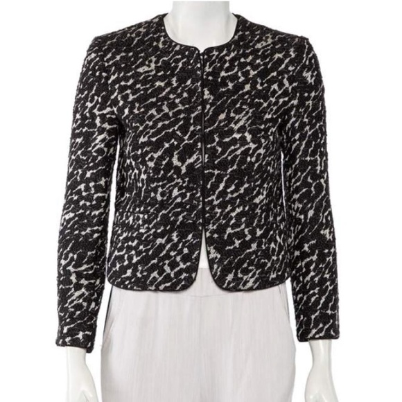 Alice + Olivia Black Lurex Tweed Kidman Box Crop Jacket Small black metallic - Picture 1 of 12